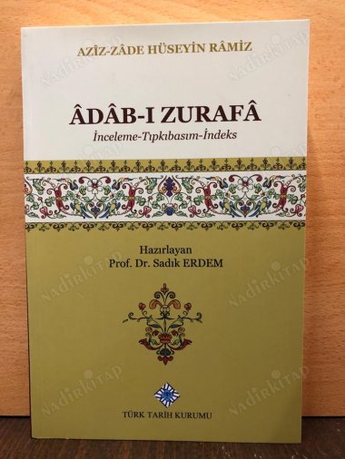 Âdâb-ı Zurafâ / İnceleme -Tıpkıbasım - İndeks kapağı